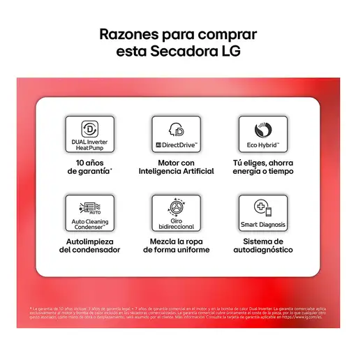 LG RH18U8AVCW secadora Independiente Carga frontal 18 kg Blanco