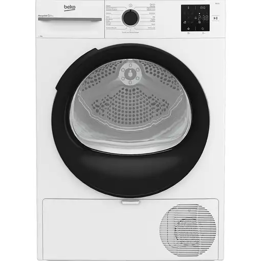 Secadora blanca de 8 kg con bomba de calor, BM3T38230WB BEKO