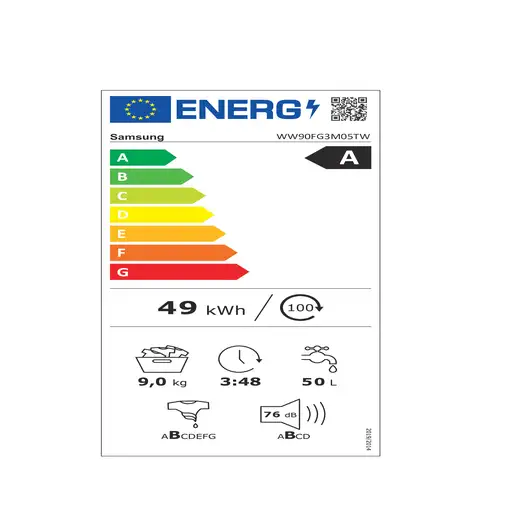 Lavadora blanca de 9 kg, 1400 Rpm, WW90FG3M05TWEC SAMSUNG