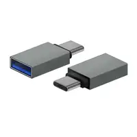 AISENS Mini Adaptador Aluminio USB 3.2 Gen1 3A, Tipo USB-C/M-A/H, Gris