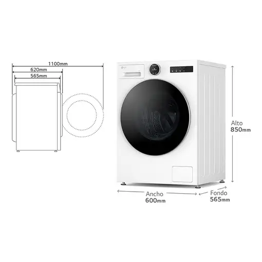 Lavadora carga frontal 9 kg 1350 RPM Blanco F4X7009TWS LG