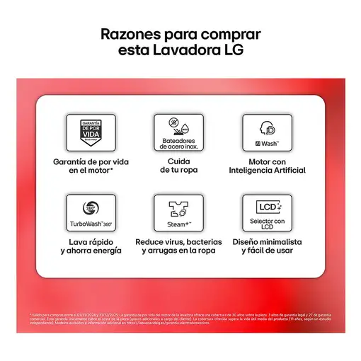 Lavadora carga frontal 9 kg 1350 RPM Blanco F4X7009TWS LG