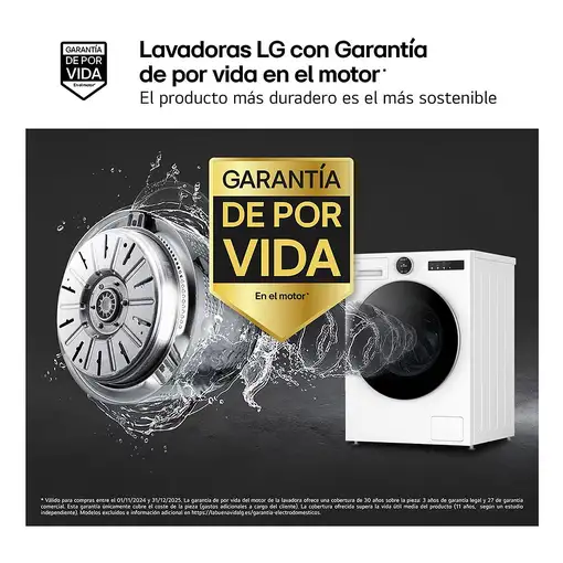 Lavadora carga frontal 9 kg 1350 RPM Blanco F4X7009TWS LG