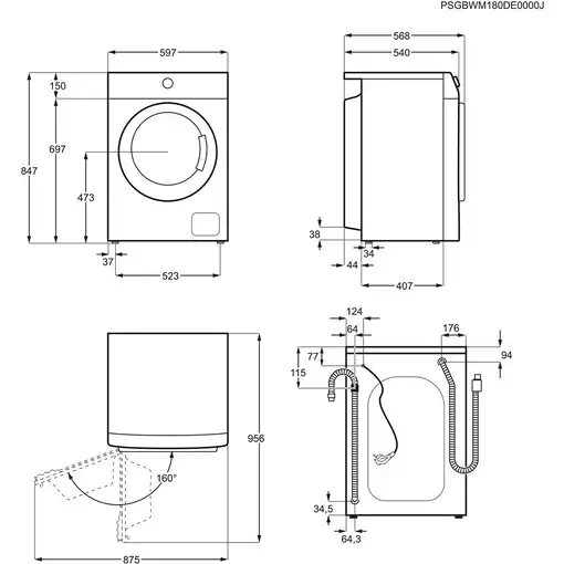 Lavadora carga frontal 8 kg 1151 RPM Blanco 914 912 582 AEG