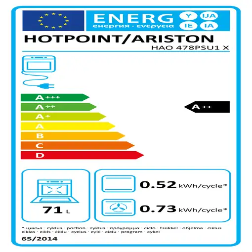 Horno 71 L Acero inoxidable 859991705730 HOTPOINT