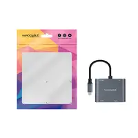 Nanocable Conversor USB-C a HDMI/VGA/USB3.0/PD 15 cm, Gris