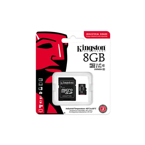 Kingston Technology Tarjeta 8GB microSDHC Industrial C10 A1 pSLC + adaptador SD