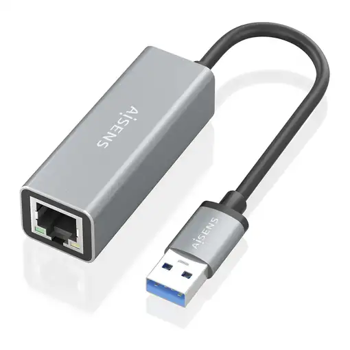 AISENS Conversor USB 3.0 a ethernet Gigabit 10/100/1000 Mbps, Gris, 15cm