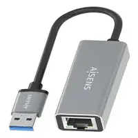 AISENS Conversor USB 3.0 a ethernet Gigabit 10/100/1000 Mbps, Gris, 15cm
