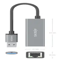 AISENS Conversor USB 3.0 a ethernet Gigabit 10/100/1000 Mbps, Gris, 15cm