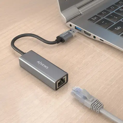 AISENS Conversor USB 3.0 a ethernet Gigabit 10/100/1000 Mbps, Gris, 15cm