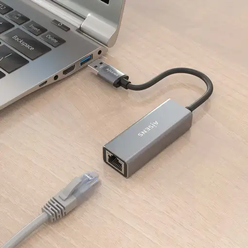 AISENS Conversor USB 3.0 a ethernet Gigabit 10/100/1000 Mbps, Gris, 15cm