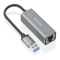 AISENS Conversor USB 3.0 a ethernet Gigabit 10/100/1000 Mbps, Gris, 15cm