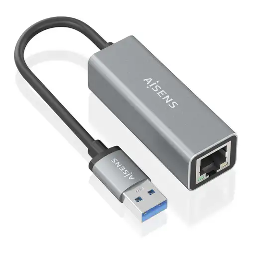 AISENS Conversor USB 3.0 a ethernet Gigabit 10/100/1000 Mbps, Gris, 15cm
