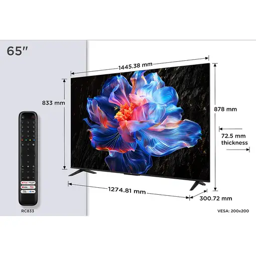 Televisor LED 65'' 4K Ultra HD Negro Smart 65P6K TCL