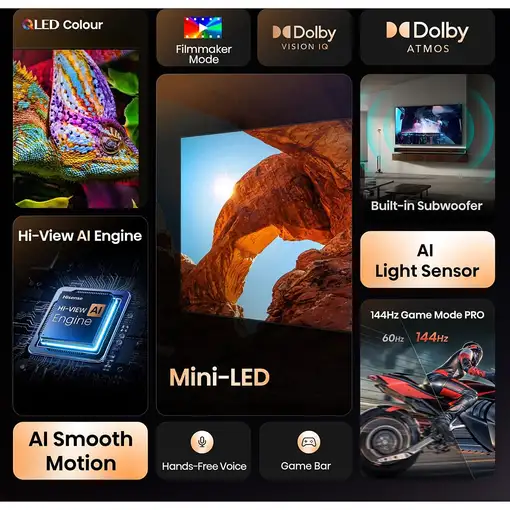 Televisor ULED 55'' 4K Ultra HD Negro Smart 20015889 HISENSE