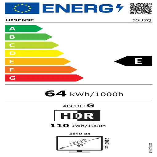 Televisor ULED 55'' 4K Ultra HD Negro Smart 20015889 HISENSE