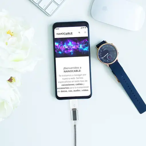 Nanocable Adaptador Lightning a Micro USB, Lightning/M-Micro B/H Blanco