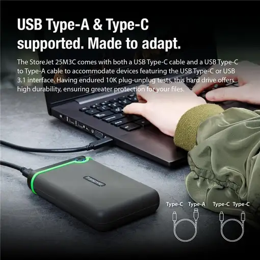 Transcend StoreJet 25M3C disco duro externo 2 TB 2.5'' USB Tipo C