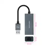 Nanocable Conversor USB 3.0 a Ethernet Gigabit 10/100/1000 Mbps, Aluminio, Gris, 1