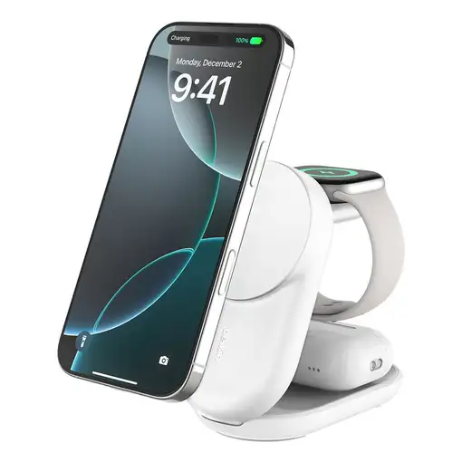Belkin Qi2 Fitness tracker, Auriculares, Smartphone, Reloj inteligente Blanco USB