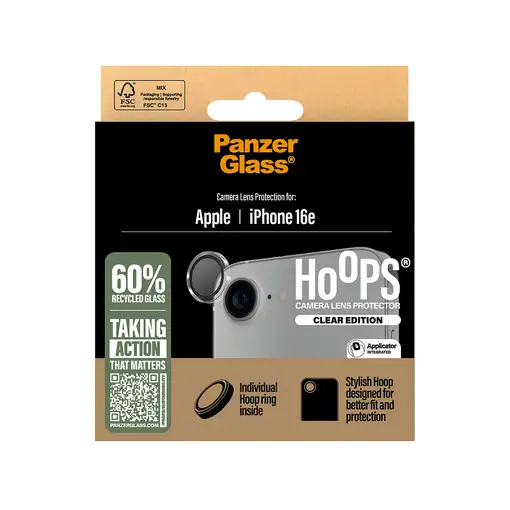 PanzerGlass ® Hoops® Camera Lens Protector Transparent iPhone 16e