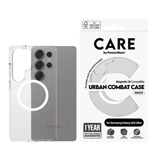 PanzerGlass CARE by ® Flagship Case Transparent Urban Combat w.White Qi Compatible