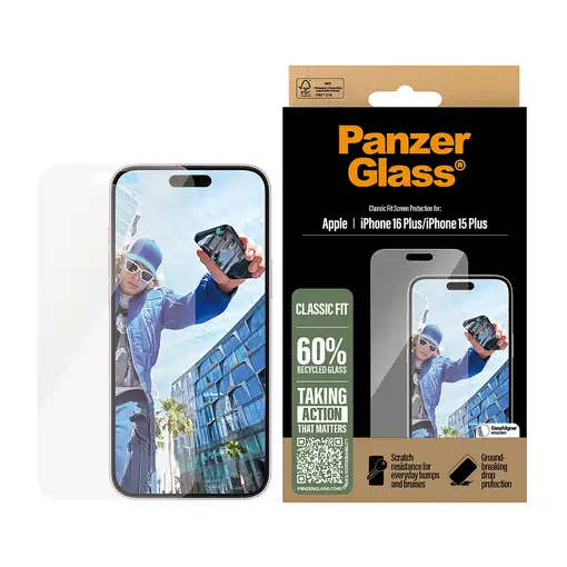 PanzerGlass ® Screen Protector iPhone 16 Plus | 15 Plus | Classic Fit Protector