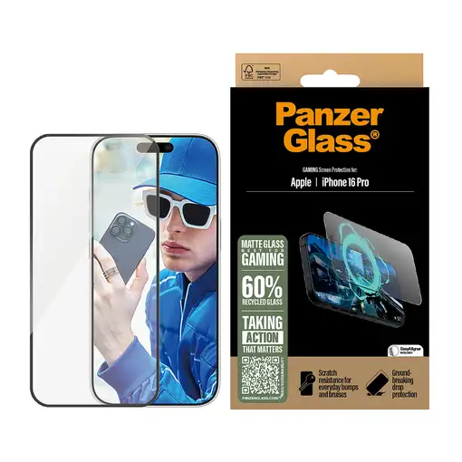 PanzerGlass ® Gaming Screen Protector iPhone 16 Pro | Ultra-Wide Fit Protector