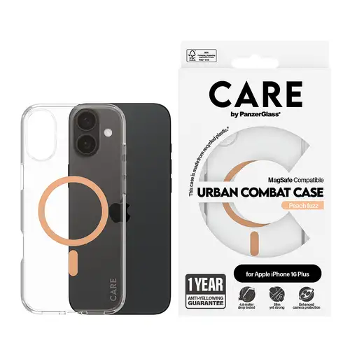 PanzerGlass CARE by ® Flagship Case Transparent Urban Combat w. Peachy MagSafe