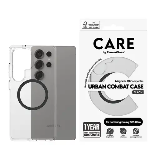 PanzerGlass CARE by ® Flagship Case Transparent Urban Combat w.Black Qi Compatible