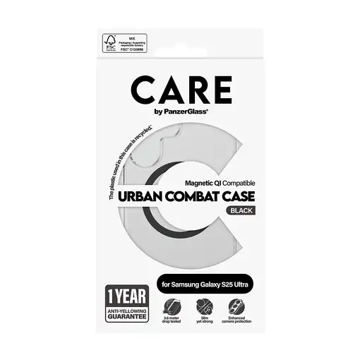 PanzerGlass CARE by ® Flagship Case Transparent Urban Combat w.Black Qi Compatible
