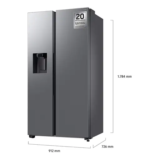 Samsung Frigorífico Americano Bespoke AI 178cm 640L Clase E Inox RS70F64KETEF