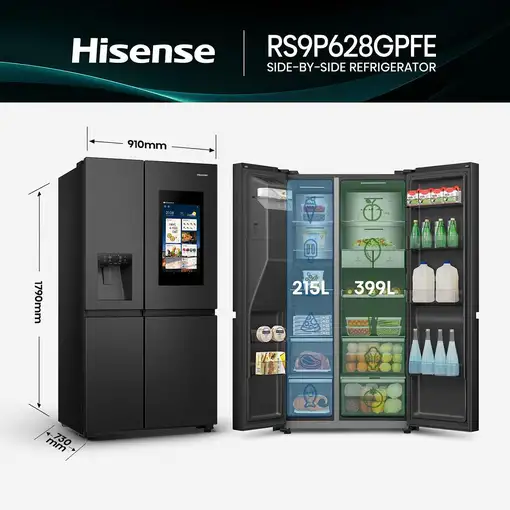 Hisense RS9P628GPFE nevera puerta lado a lado Independiente 614 L Negro