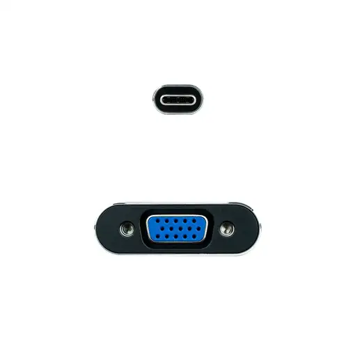 Nanocable Conversor USB-C a VGA, USB-C/M-VGA/H, Aluminio, Gris, 10 cm