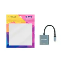 Nanocable Conversor USB-C a VGA, USB-C/M-VGA/H, Aluminio, Gris, 10 cm