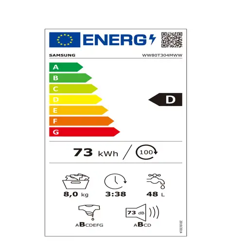 Lavadora Samsung WW80T304MWW de 8 kg