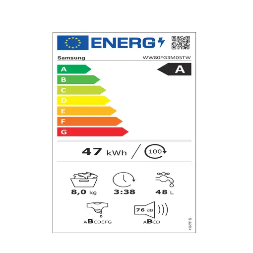 Lavadora carga frontal 8 kg 1400 RPM Blanco WW80FG3M05TWEC SAMSUNG