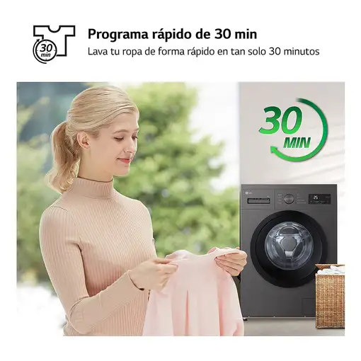 Lavadora carga frontal 8 kg 1350 RPM Grafito F4A10S8NDK LG