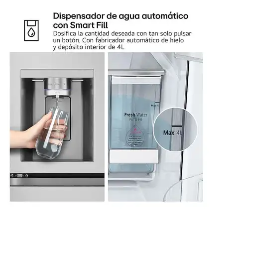 LG GMF961PY3E nevera puerta lado a lado Independiente 645 L Acero inoxidable