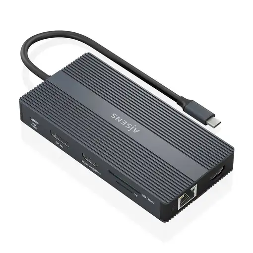 AISENS USB-C Dock 12 En 1, USB-C a 2xHDMI, 1xDisplayport, 1xRJ45, 4xUSB-A, 1xUSB-C