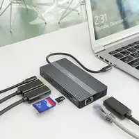 AISENS USB-C Dock 12 En 1, USB-C a 2xHDMI, 1xDisplayport, 1xRJ45, 4xUSB-A, 1xUSB-C