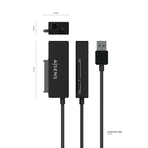 AISENS Adaptador ASE-35A01B SATA a USB-A USB 3.0/USB3.1 GEN1 para Discos Duros 2.5