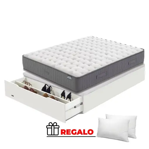 Pack Flex Nimbus + Madera 25 Zapatero BLANCO + Almohada/s (90x190 - Blanco)