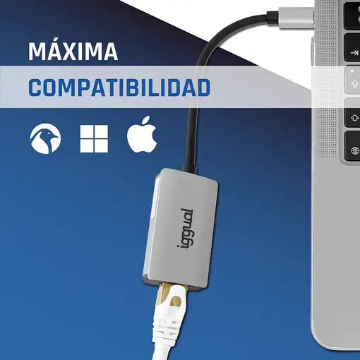 iggual Adaptador tipo C a RJ45 Gigabit 1000Mbps
