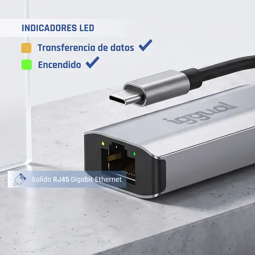 iggual Adaptador tipo C a RJ45 Gigabit 1000Mbps
