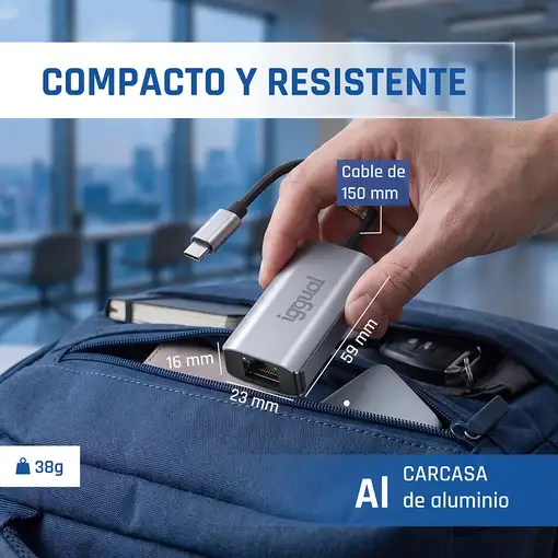 iggual Adaptador tipo C a RJ45 Gigabit 1000Mbps