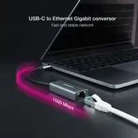 Nanocable Conversor USB-C a Ethernet Gigabit 10/100/1000 Mbps, Aluminio, Gris, 15