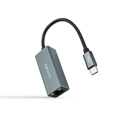 Nanocable Conversor USB-C a Ethernet Gigabit 10/100/1000 Mbps, Aluminio, Gris, 15
