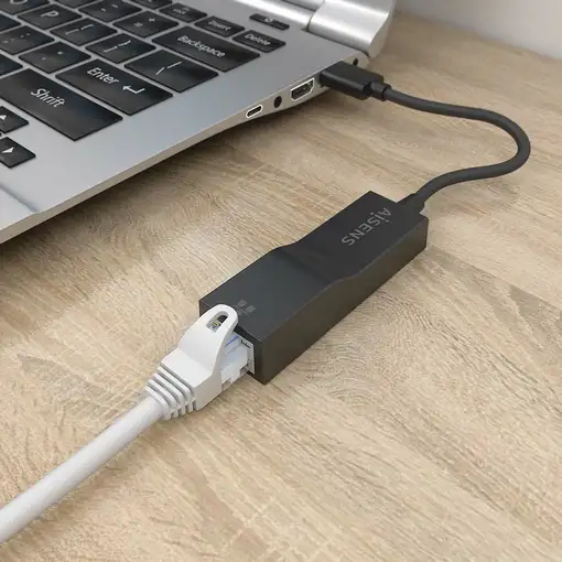 AISENS Conversor USB 3.0 a Ethernet Gigabit 10/100/1000 Mbps, Negro, 15 cm